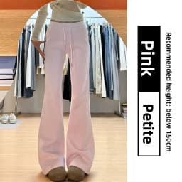 Pink High Waist Fleece Lined Flared Casual Pants Women's Autumn 2026 New Style Sporty Loose Fit Trousers Ladies Premium Casua...