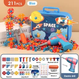 211-351Pieces Children Tool Set Electric Drill Screw Nut Puzzle Toys Pretend Play Dinosaur Drilling Assembly Educational Toy Boy