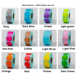 30mm 35mm Colours Circle Thermal Paper Label Waterproof OIl Resistant Barcode Round Sticker