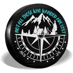 Compass Rose Black Spare Tire Cover UV Sun Wheel Covers Fit for Trailer, RV, SUV and Many Vehicle 15 Inch