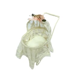 Mini Doll Stroller for 3‑4 Inch Reborn Baby Doll Vintage Lace Iron Doll Carriage Pram Dollhouse Decoration Accessories