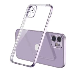 Luxury Plating Square Frame Silicone Transparent Case on For iPhone 11 12 13 14 15 Pro Max X XR XS Max 7 Plus Clear Back Cover