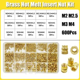 Brass Threaded Insert Nut Kit M2 M2.5 M3 M4 M5 M6 M8 Hot Melt Heat Knurled Embed Injection Copper Insertnut for 3D Print Plastic