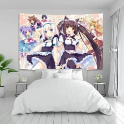 VIKAMA Anime Tapestry with Nekopara Chocola And Vanilla Neko Character Design for Anime Room and Bedroom Wall Decor