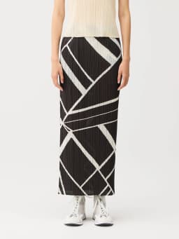 Miyake Pleated Fold Lines Printed Minimalist Design Straight Skirt