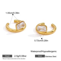 1pcs Delicate CZ Zircon Double Layer C-shape Chunky Cuff Earrings Stainless Steel No Piercing Cartilage Ear Clip Luxury Jewelry