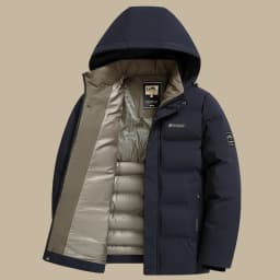 2026 Men Middle Aged Casual Jacket Hooded Thickened Padded Winter Warm Dad Business Coat Outerwear Jacket