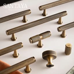 Santaya Solid Antique Brass Diamond-cut Cross Knurl Pattern Bronze Wardrobe Cabinet Handles T-bar Knobs Pitch 320mm Long Pull
