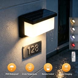 Outdoor Solar LED Wall Lights IP65 Waterproof Wall Sconce 3-Colors Temperature Dimmable Solar Lamp For Garden Porch Patio Fence