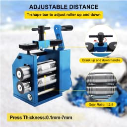 Jewelry Rolling Mill Machine Gear Ratio 1:2.5 Wire Roller Mill 0.1-7mm Press Thickness Manual Combination Rolling Mill