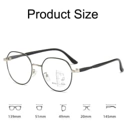 Retro Round Progressive Multifocus Reading Glasses Metal Frame Far Sight Glasses High Definition Anti-blue Presbyopia Glasses