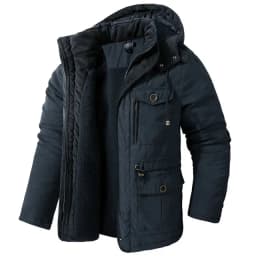 Men's Jacket WINTER Coats USA SIZE Large SIZE Lamb Fleece JACKETS Hooded Cotton Thickened Multi Pocket Casual Mid length Coat