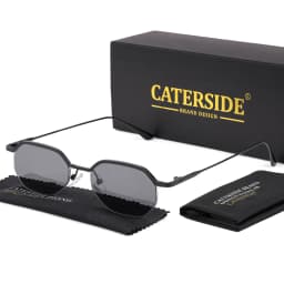 Caterside New Retro Small Frame Sunglasses Men's Polygonal Lenses Sun Glasses Women Business Travel Party Eyewear Summer Style