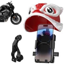 Motorcycle Phone Mount Waterproof Stable Phone Holder With Lion Hat Navigation Stand With Strong Spring Arm Multifunctional