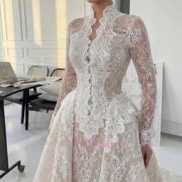 Romantic High Neck New Stylish Design Sweep Train Beauty Elegant Wedding Bride Dress Shimmering Customized Vestidos De Novia