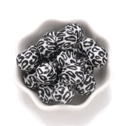 10Pcs 15mm Colorful Print Leopard Pattern Silicone Beads Ball Shape Teething Jewelry Beads For Teether Pacifier Chain Necklace