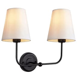 American Country Wall Lamp With Double-Head Iron Fabric Cover European Style Living Room Hotel Room Bedroom Bedside Wall Lights