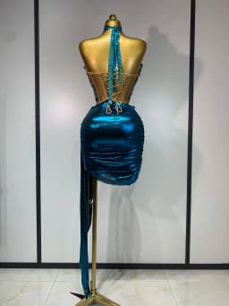 Luxury Rhinestone Sequined Backless Sexy Top Skirt Set Celebrate Evening Party Prom Gowns 2025 Nightclub Singer Stage Outfit
