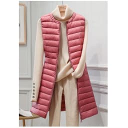 2022 Autumn Winter Ultra Light White Duck Down Vest Jacket Women O Neck Long Waistcoat Coat Female Sleeveless Outwear Parkas