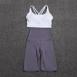 Nylon Yoga Set Gym Two Piece Sets Womens Bra Top Women Cycling Shorts Sport Fitness Sportswear 45 Colors Womens Clothing
