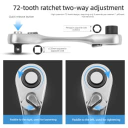NEW Mini 1/4 Inch Double Ended Quick Socket Ratchet Wrench Rod Screwdriver Bit Tool Contain 1 X Ratchet Handle Wrench