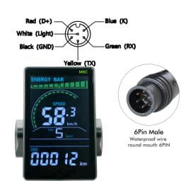 (Custom)UART2 Electric Bike Bicycle LCD Display Meter SM/Waterproof Connection Plug Ebike Intelligent Display