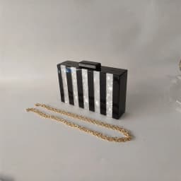 White Marble With Solid Black Striped Acrylic Box Clutches Beaded Handle Pro Cheapest Women Evening Mini Flap Wallet Hand Bags