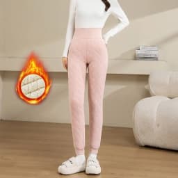 Solid Color Extra Thick Warm Leggings for Women High Waist Slim Thermal Pants Woman Autumn Winter Faux Lamb Fleece Lining Pants