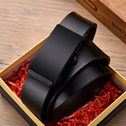 DINISITON Men Leather Belt Black Metal Toothless Automatic Buckle Business Casual PU Leather Men's Fashion High Quality Belt