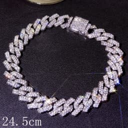 Hip Hop Iced Out Prong Cuban Link Chain Anklet For Women Gold Silver Color Prong Rhombus Cuban Anklets Bracelet Fashion Jewelry