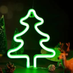 1pc Christmas Tree Neon Sign Light With Elk & Christmas Sock & Christmas Tree For Outdoor Garland Garden Windows Curtain Decor