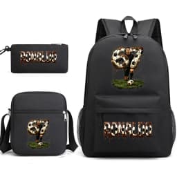 Cr7 Ronaldo 67 Print School Backpack Set with Shoulder Bag & Pencil Case for Teens Kids Lightweight Daypack