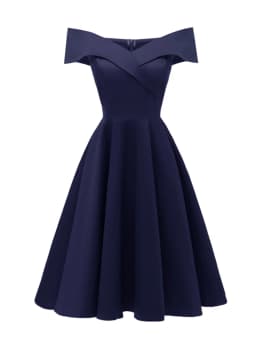 Tonval Vintage Off the Shoulder Party Sexy Evening Birthday Dresses Prom Elegant Women Fit and Flare Cotton Dress