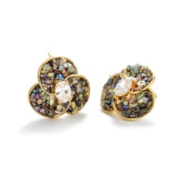 22K Gold Plated Shell Huggie Earrings with Cubic Zirconia Women's Luxury Hoop Earrings |Elegant Party Jewelry Daily Wear