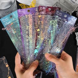 30 Sheets Korean Style Deco Sticker Pack - Cute & Stylish Holographic Foil Stamping Sticker for Kpop Toploader, Journals & More