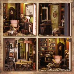 CUTEBEE Book Nook 3D Puzzle Miniature Doll House Kit With Touch Light Dust Cover DIY Bookshelf Insert Gift Rose Detective Agency