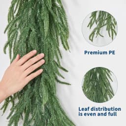 Garvee Christmas Garland 6/9ft Artificial Norfolk Pine Greenery Christmas Garland Xmas Tree Ornaments for Home Party Door Fireplace Stair Decoration