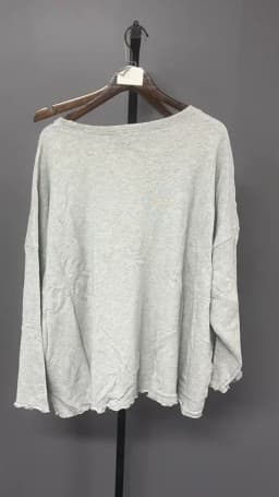 EAM Gray Brief Shaped Long Sweatshirt New Round Neck Long Sleeve Women Big Size Fashion Tide Autumn 2026 30A2866