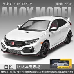 1:18 Honda Civic Type R Alloy Car Model Slide Multi-door Light Toy Ornament Diecast Alloy Car Model Collectible Gift