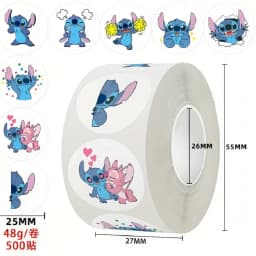 500pcs Stitch Roll Stickers Waterproof Diy Decals For Laptop Phone Ipad Notebook Luggage Thermos Water Bottle Skateboard Decor