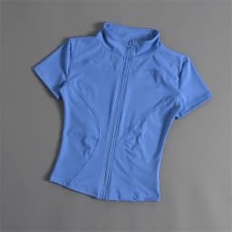Women's Summer Slimming Training Tops Stand Collar Zipper Short Sleeve Solid Sports Wear Yoga Running Gym Coats Casual Clothes