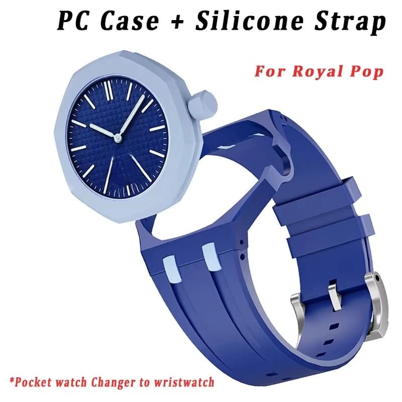 PC Case+Silicone Strap Pocket Watch Changer to Wristwatch Integrated Modification Kit Accessories for Royal Pop