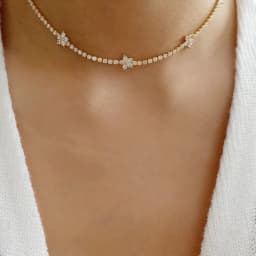 New Trends Iced Out Flower Cut Quality CZ Cubic Zirconia Crystal Tennis Chain Collar Necklace Women Gift Wedding Party Jewelry