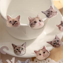 Mr Paper, Cute Cat Head Flat Stickers Cartoon Animal DIY Manual Decoration Stickers Kawaii Stationery Stickers for Phone Case