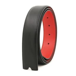 3.3 cm Board Buckle Pin Buckle Belt Strip, Belt Body, Buckle-Free White and Blue-Gray Genuine Leather Perforated Belt