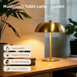 Cordless Mushroom Table Lamp Touch Control Dimmable LED Desk Light Rechargeable Bedroom Night Light Home Decor Gift