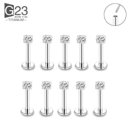 10pcs G23 Titanium Labret Piercing 16G Lip Ring Crystal Lip Piercing Tragus Earring Cartilage Stud Body Pircing Jewelry
