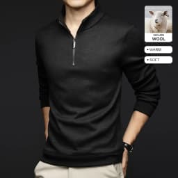 Top Grade Wool+Mulberry Silk Half Zip New Brand Casual Fashion Pullover Street Hoodies Velvet Sweatshirts Men's Clothing