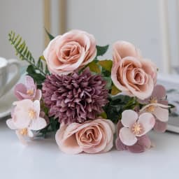 Artificial Flowers Retro Silk Rose Bouquet Hydrangea Peony Vintage Bride Holding Fake Plants Home Wedding Decoration Accessories