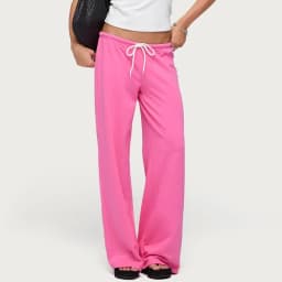 Women Drawstring Wide Leg Sweatpants Casual Loose Flared Trousers Solid Color High Waist Jogger Pants Streetwear Lounge Wear